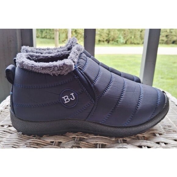 Womens BJ Warm Fur-Lined Slip-On Winter Shoes Size 39 Navy Blue Cozycore - Picture 1 of 6
